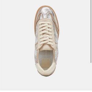 Dolce Vita Beige and Silver Leather Sneakers